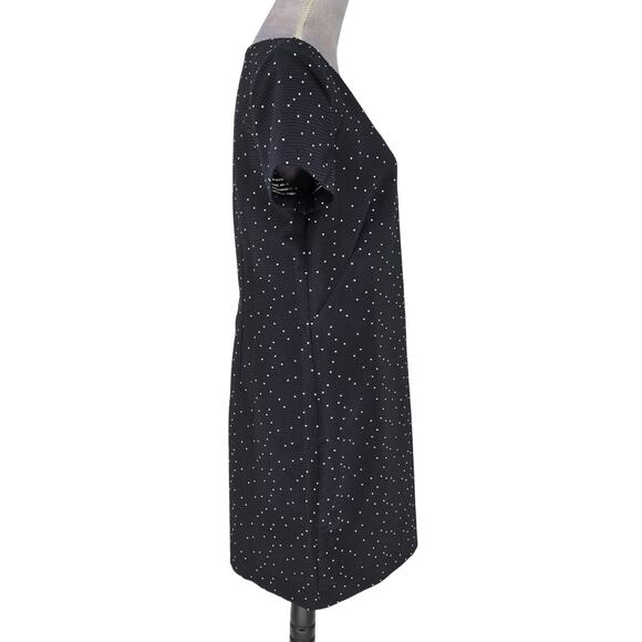 Ann Taylor Dress Womens 10 Navy Blue Polka Dot Silk Blend Lined Career New - Picture 6 of 14